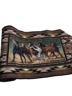 C. Cummings Wild Horses Southwest Tapestry Table Runner by Mohawk Home USA